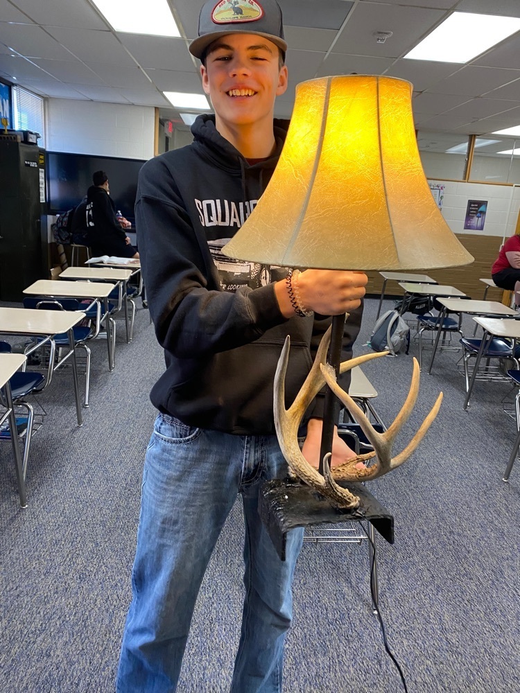 Braydon missed the group pic but still got to show off his lamp.
