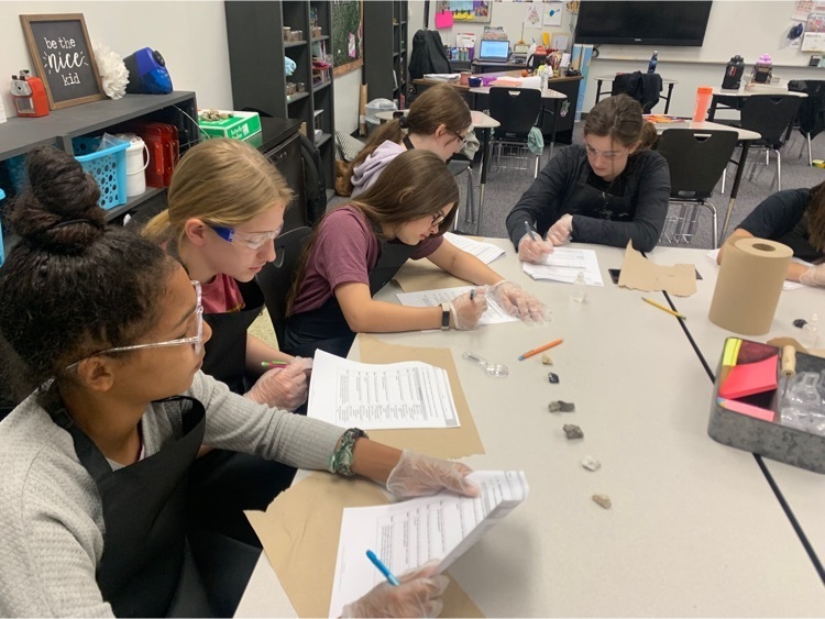 6th grade testing different rock samples and using their properties to determine the rock type.