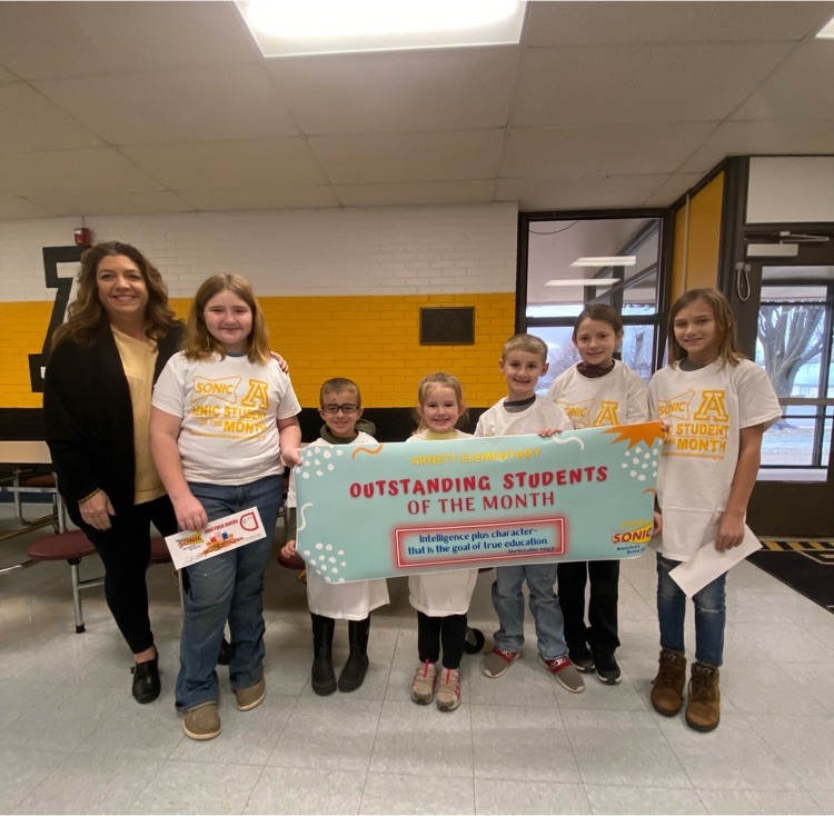 Our Sonic teacher and students of the month for January were Mrs. Miller (K), MaKenna Hamil (3rd), Cash Welty (K), Everleigh Hunter (Pre-K), Jadyn Dowler (4th), and Audie McIntyre (4th)! Congratulations! 